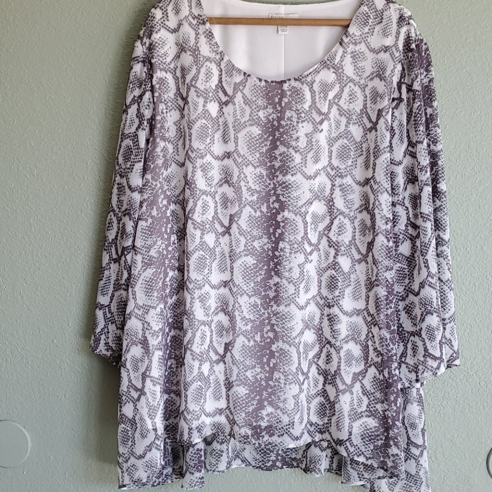 Cato Grey/White Snake print blouse